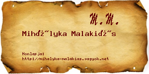 Mihályka Malakiás névjegykártya